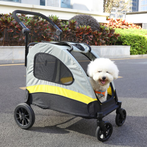 BingoPaw 4 Oversized Wheels Heavy Duty Pet Pram Doggy Pushchair with Brakes for Small Medium Dogs