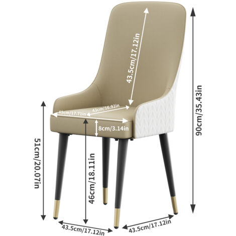 Set of 2 Modern Luxury Microfiber Leather Dining Chairs With Lion Head Knocker, Khaki Creamy White