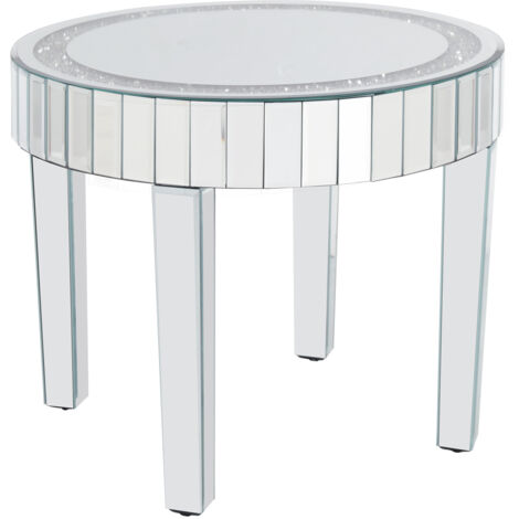 Modern Silver Mirrored Coffee Table Bling Diamonds Accent Table Sofa Side Table