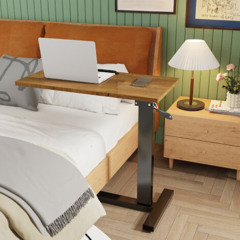 Overbed Table Height Angle Adjustable Desktop Bed Side Table with Wheels