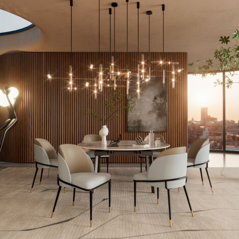 Two-tone Microfiber Leather Upholstered Dining Chairs (Set of