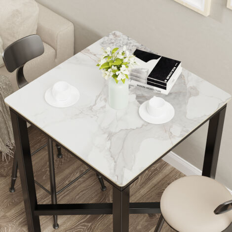 Tall Pub Square Cocktail Bar Table Sintered Stone Top Dining Table - Multi Colour