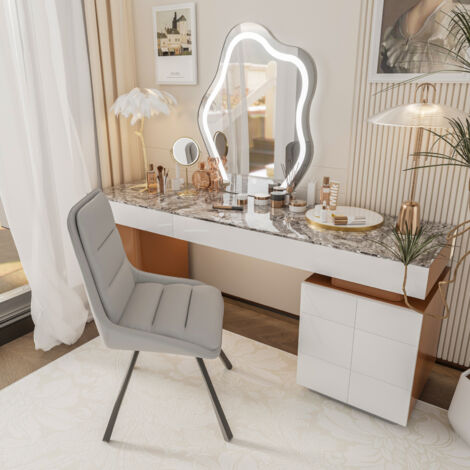 2x Modern Luxury Microfiber Leather Upholstered Dining Chairs Rotatable Seat - Grey