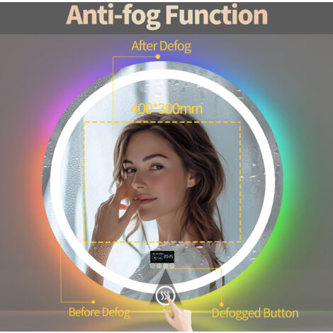 RGB Colorful Smart LED Illuminated Fog-free Extra Large Bathroom Mirror ...