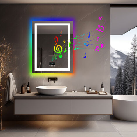 RGB Colorful Smart LED Illuminated Fog-free Extra Large Bathroom Mirror ...
