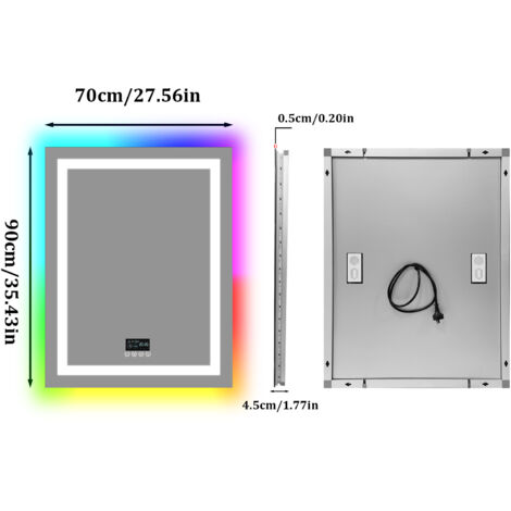 RGB Colorful Smart LED Illuminated Fog-free Extra Large Bathroom Mirror ...