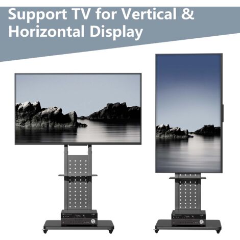 Mobile Floor TV Stand Trolley Height Adjust Mount for 32 40 42 45 50 55 60 65 inches Large TV