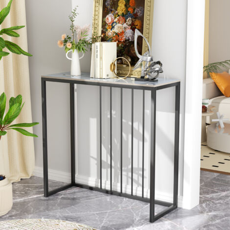 UNHO Console Table for Entryway, Gloss Slate Sofa Table - Emerald White