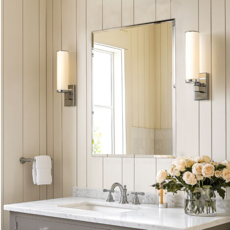 Rectangle Bathroom Mirror Wall Mounted Modern Stylish Design with Contemporary Bevelled Edges - 80cm x 60cm
