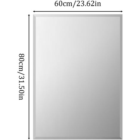 Rectangle Bathroom Mirror Wall Mounted Modern Stylish Design with Contemporary Bevelled Edges - 80cm x 60cm