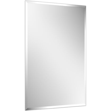 Rectangle Bathroom Mirror Wall Mounted Modern Stylish Design with Contemporary Bevelled Edges - 100cm x 70cm