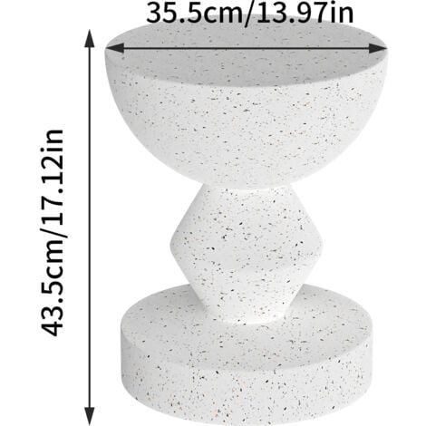 UNHO Lightweight Concrete Garden Side Table Indoor Outdoor Tea Table Balcony Flower Stool
