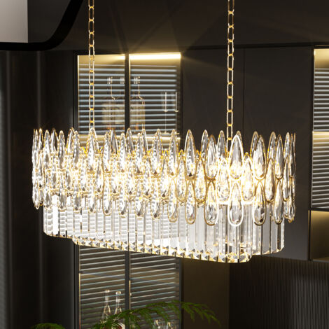 Large Teardrop Clear Crystal and Prism Crystals Chandelier with