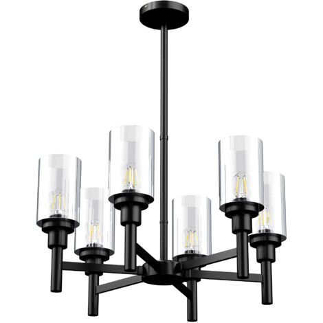 Farmhouse Ferris Wheel Glass Chandelier - 6-Light