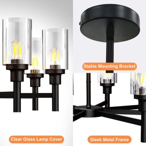Farmhouse Ferris Wheel Glass Chandelier - 6-Light