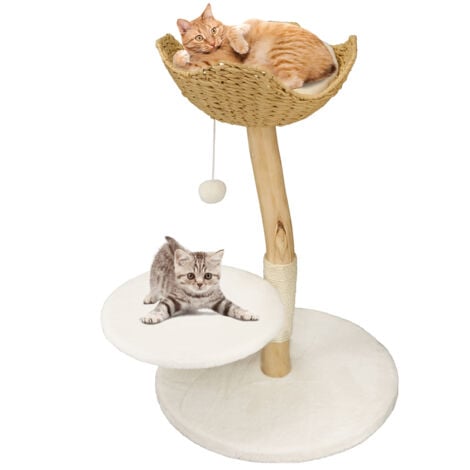 BingoPaw Wooden Cat Climbing Tree Fur Tower Single Branch Large Cat Condo Scratching Tree