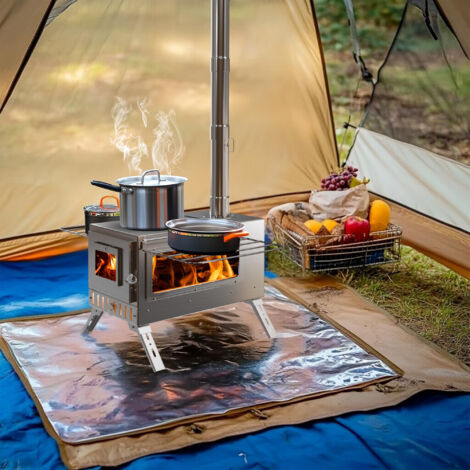 UNHO Large Tent Stove Wood Burning Stove for Tents Shelters and
