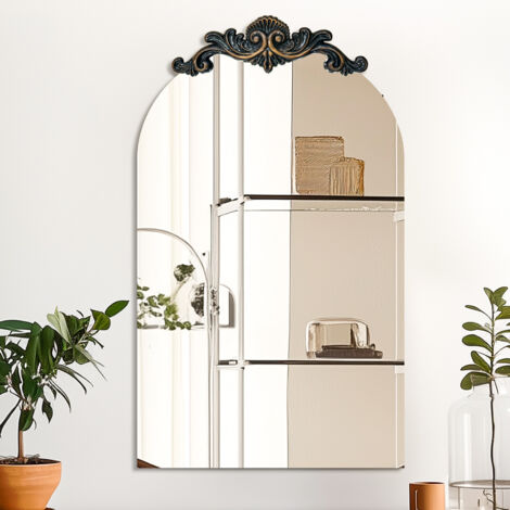 Large Traditional Arch Mirror Antique Bronze Baroque Inspired Bedroom Wall Decor - 60x90cm
