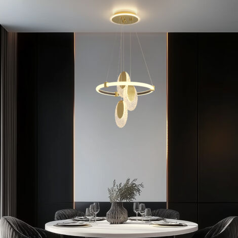 Indoor Acrylic Ring Chandelier Large Pendant Ceiling Light - 40cm Diameter