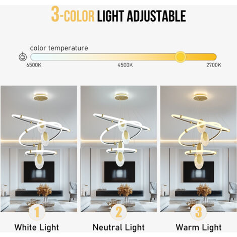 Indoor Acrylic Ring Chandelier Large Pendant Ceiling Light - 40cm Diameter