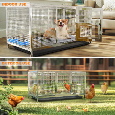 BingoPaw Heavy Duty Dog Cage Metal Kennel and Crate for Dogs Chicken Rabbits Escape-proof, Chicken Coop Rabbit House