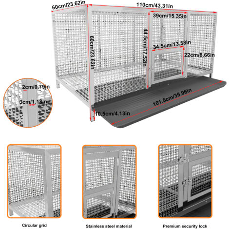 BingoPaw Heavy Duty Dog Cage Metal Kennel and Crate for Dogs Chicken Rabbits Escape-proof, Chicken Coop Rabbit House