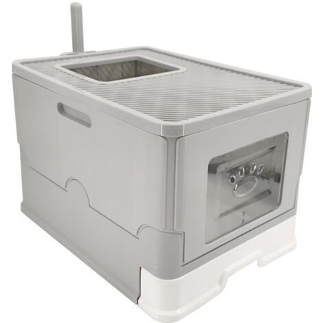 BingoPaw Foldable Enclosed Plastic Cat Litter Box with Lid XL Large Sized Litter Box for Big Cats