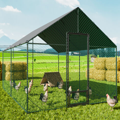 BingoPaw XL Large Metal Chicken Coop Upgrade Poultry Cage Mesh Animals Run Pen Breed Shed, XXL - 602 x 300 x 276cm