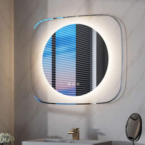 LUVODI Smart Creative Starlit Sky LED Bathroom Mirror Clear Glass Frame Stepless Dimmable Anti-Fog, 80cm x 70cm (1/5)