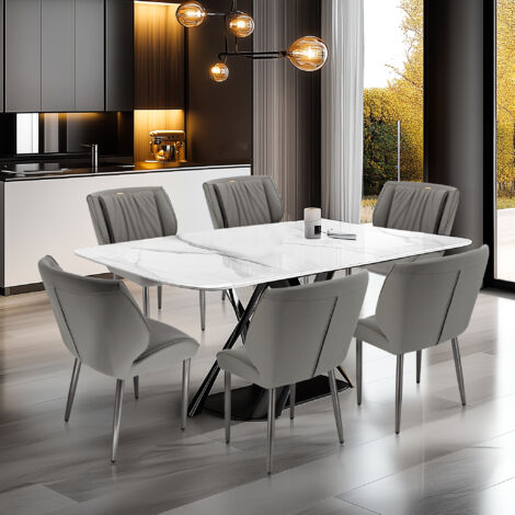 Widening Comfort Dining Chairs Luxury Faux Leather Upholstered Dinner Chairs (Set of 2) - Grey