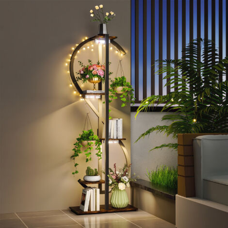 5-Tier Metal Plant Shelf Indoor Greenhouse Plant Grow Lights Planter Flower Holder, Corner Plant Stand