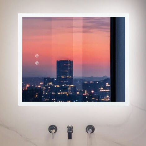 50cm x 60cm Rectangular LED Bathroom Mirror with Frosted edge Backlit Lights, Anti Fog (1/5)