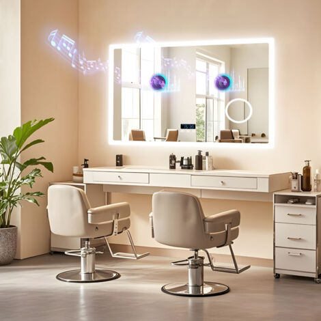 LUVODI Smart LED Bathroom Mirror with Bluetooth Speaker, Digital ...