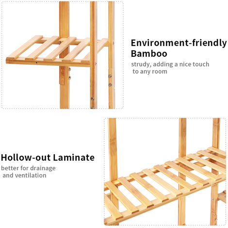 Flower Pot Stand UNHO Plant Stand Multiple Shelves Bamboo