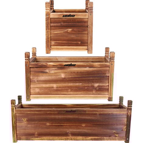 Wood Garden Plant Containers Deep Through Cask Flower Vegetable Raised Bed Box - 30 cm