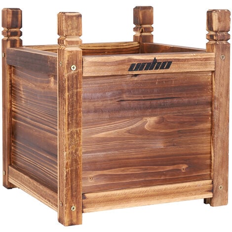 Wood Garden Plant Containers Deep Through Cask Flower Vegetable Raised Bed Box - 30 cm