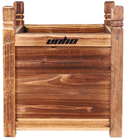 Wood Garden Plant Containers Deep Through Cask Flower Vegetable Raised Bed Box - 30 cm