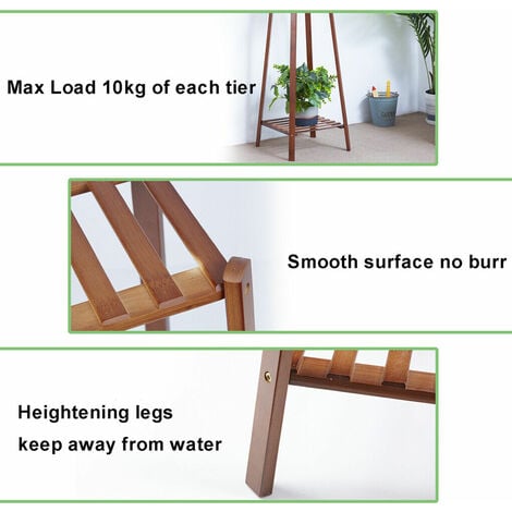 Bamboo Tall Plant Stand Pot Holder Garden Flower Rack Display Vintage, 4 Tiers 116cm