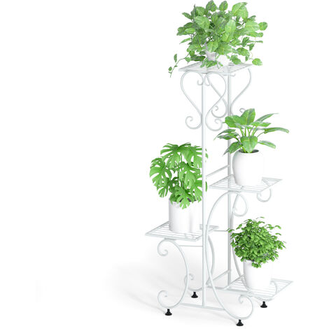 4 Tier Metal Plant Pot Stand Flower Display Shelf Garden Balcony Outdoor Indoor