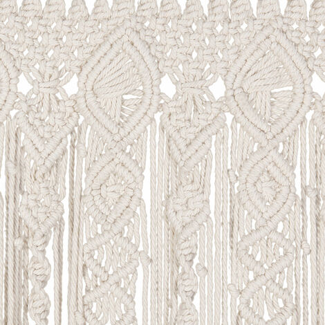 NANSHINE Handmade Cotton Macrame Curtain - Boho Wall Hanging For Window, Doorway, Wedding Backdrop - 33.5" W X 79" L