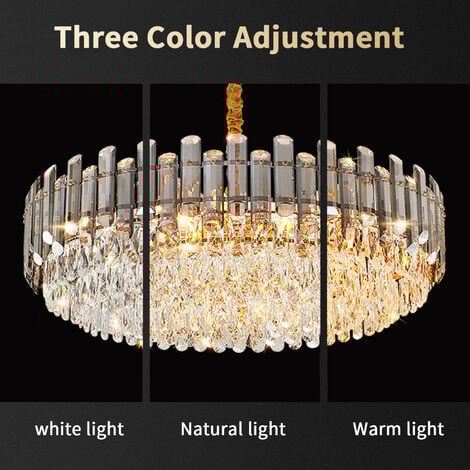 Elegant Modern Crystallite Ceiling Chandelier Light Clear Grey Crystal Chandelier Lamp, 40cm Diameter