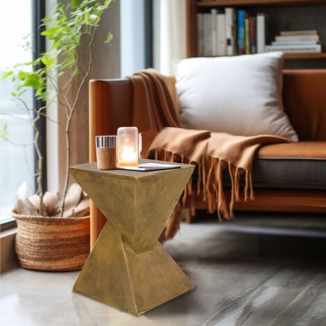 Rustic Coffee Table, Antique Concrete Art Deco Occasional Table Sofa Side Lamp Table,for Living Room, Bedroom
