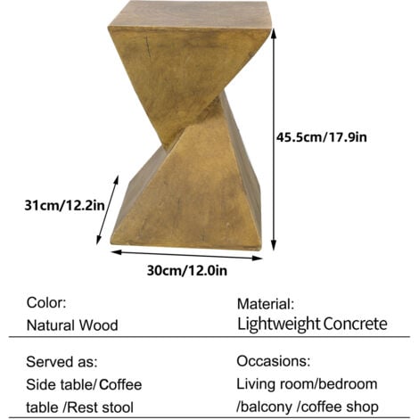 Rustic Coffee Table, Antique Concrete Art Deco Occasional Table Sofa Side Lamp Table,for Living Room, Bedroom