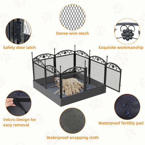 BingoPaw Large Heavy Duty Indoor Pet Whelping Playpen Cage with Waterproof Fertility Mat