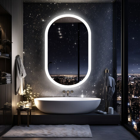 1000x500mm Illuminated Led Bathroom Mirror with Demister Pad Oval Backlit Wall Mounted - 1000mm x 500mm