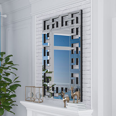 LUVODI Large Bathroom Mirror Wall Mounted 3D Luxury Silver Wall Mirror Modern Artistic Mirror Hallway Decor, Rectangular 70cm x 100cm