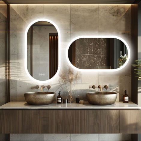 1200x600mm Illuminated Led Bathroom Mirror with Demister Pad Oval Backlit Wall Mounted - 1200mm x 600mm
