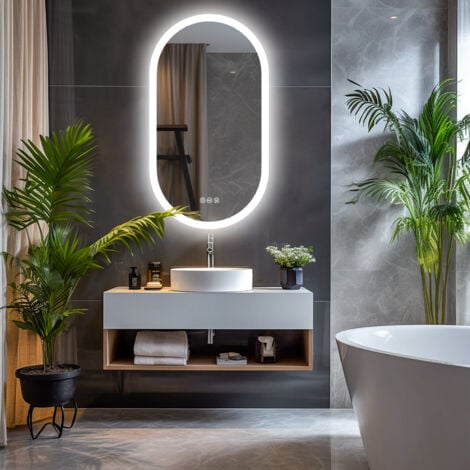 1200x600mm Illuminated Led Bathroom Mirror with Demister Pad Oval Backlit Wall Mounted - 1200mm x 600mm