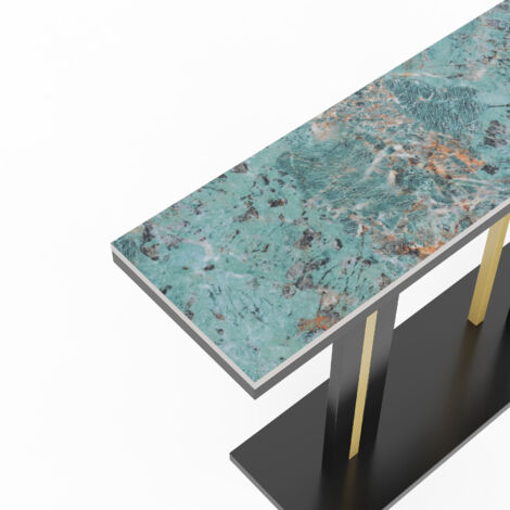 UNHO Console Table Marbel Table Modern Sofa Entryway Table Metal Frame Sturdy for Living Room Hallway, Multi Color
