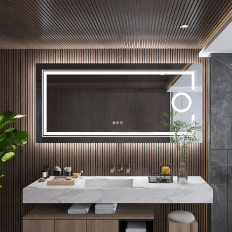 Large Backlit LED Illuminated Modern Bathroom Mirror with Demister ...